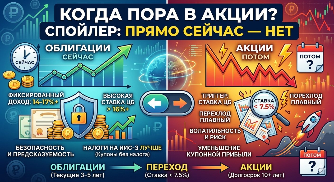 Акции-облигации в зависимости от ставки ЦБ